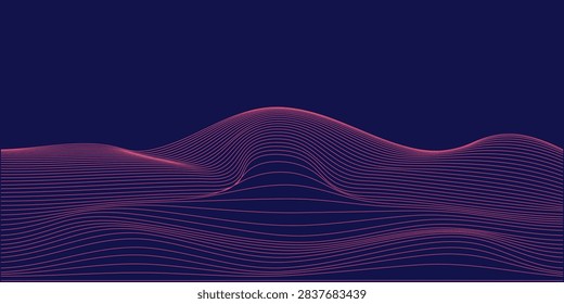 Retro synthwave rolling double hill wave background