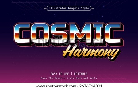 Retro Synthwave Text Style Chrome Typography
