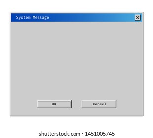 Retro system message dialog box background. Old user interface window frame.