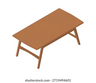 Mesa retro - Ilustración vectorial isométrica dibujada a mano.
