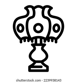 vector de icono de línea de lámpara de tabla retro. señal de lámpara de mesa retro. símbolo de contorno aislado ilustración negra