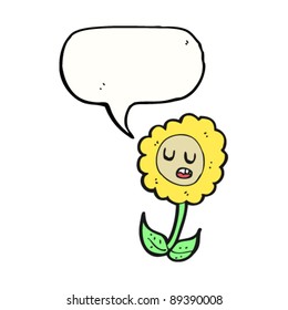 caricatura de flores de habla retro