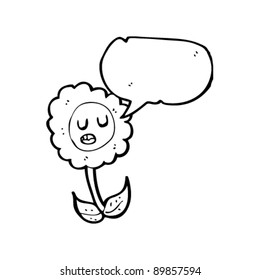 caricatura de flores de habla retro