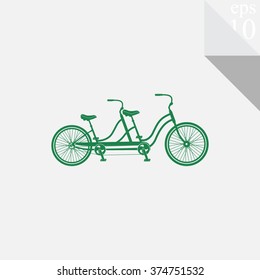 Retro Tandem Bicycle Vector Icon.