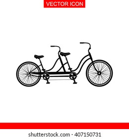 Retro Tandem Bicycle Vector Icon.