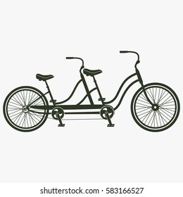 Retro tandem bicycle vector icon.