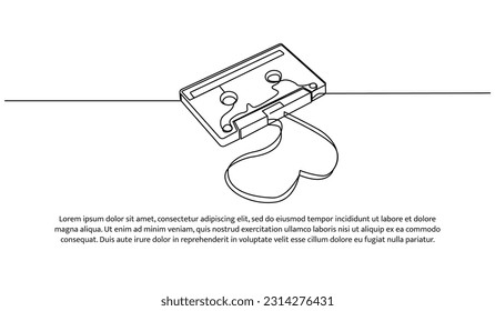 Cinta de cinta retro con un diseño de línea continua. Elementos decorativos dibujados sobre un fondo blanco.