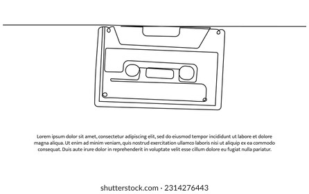 Retro tape cassette one continuous line design. Decorative elements drawn on a white background.