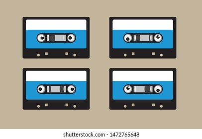 Retro Tape Cassettes Cartoon Animation Vector Illustration