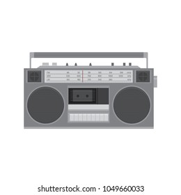 Retro tape player and recoder. Vector illustration isolated on white
