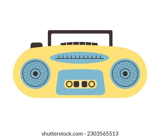 Retro Tape recorder 80s 90s. Vintage Boombox. Portative cassette player. 