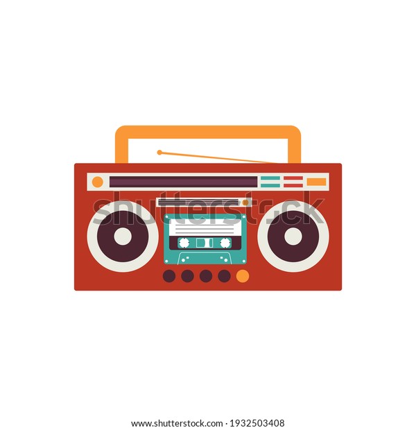 retro tape\
recorder. cassette vector\
illustration