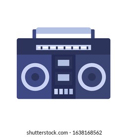 Retro tape recorder on white background. Vector illustration in trendy flat style. EPS 10.