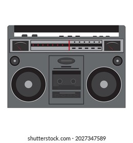 retro tape recorder with radio, color isolated vector illustration