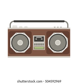 Retro tape recorder vector illustration. Vintage cassete record player isolated on white.