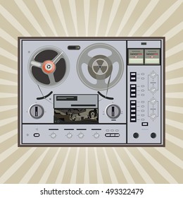 retro tape recorder vector vintage illustration