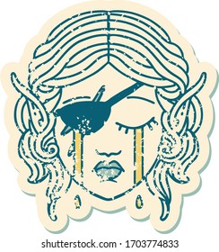 Cara de personaje canalla llorando estilo tatuaje retro