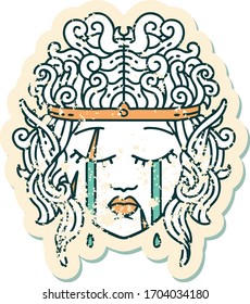 Estilo retro tatuaje llanto elfo cara de carácter bárbaro