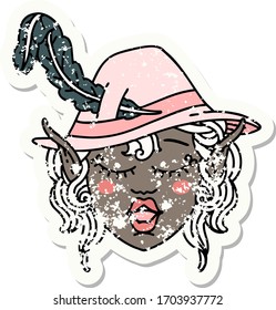 Retro Tattoo Style elf bard character face