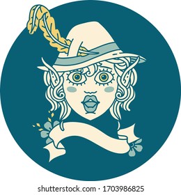 Retro Tattoo Style elf bard character face