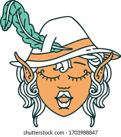 Retro Tattoo Style elf bard character face