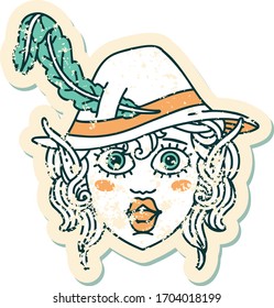 Retro Tattoo Style elf bard character face