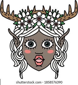 Retro Tattoo Style elf druid character face