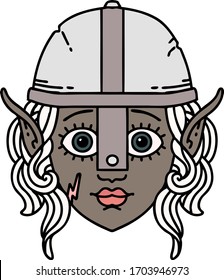 Retro Tattoo Style elf fighter character face