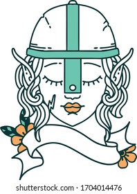 Retro Tattoo Style elf fighter character face