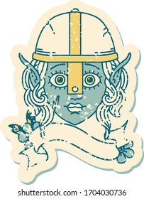 Retro Tattoo Style elf fighter character face