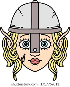 Retro Tattoo Style elf fighter character face