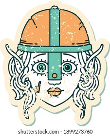 Retro Tattoo Style elf fighter character face
