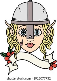 Retro Tattoo Style elf fighter character face