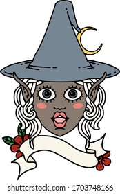 Retro Tattoo Style elf mage character face