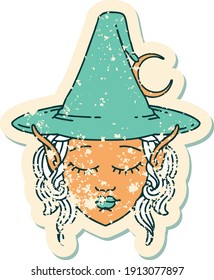 Retro Tattoo Style elf mage character face