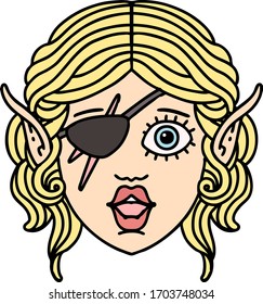 Retro Tattoo Style elf rogue character face