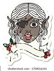 Retro Tattoo Style elf rogue character face
