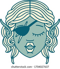 Retro Tattoo Style elf rogue character face