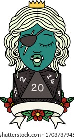 Estilo de tatuaje retro mitad orga carácter no oficial con 2 dados natural rollo