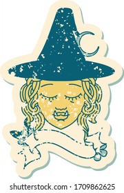 Retro Tattoo Style half orc witch character face