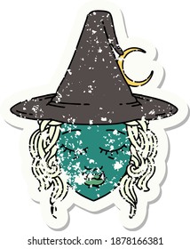 Retro Tattoo Style half orc witch character face
