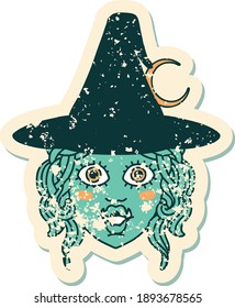 Retro Tattoo Style half orc witch character face