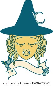 Retro Tattoo Style half orc witch character face