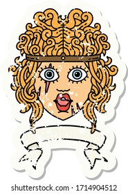Retro Tattoo Style human barbarian character with banner