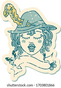 Retro Tattoo Style human bard character face
