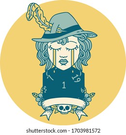 Retro Tattoo Style human bard character face