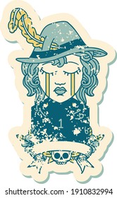 Retro Tattoo Style human bard character face