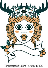 Retro Tattoo Style human druid