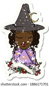Retro Tattoo Style human mage with natural 20 D20 dice roll
