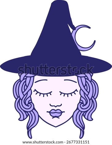 Retro Tattoo Style human mage character in bright neon color